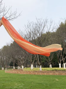 Gradual Orange Yellow Dance Shawl for Women Hanhua Teachers Costume Accessory Chest Length Dunhuang Dance Skirt Ensemble