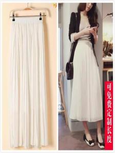 Autumn New Womens High Waist A-Line Midi Skirt Slimming Solid Color Chiffon Pleated Skirt Versatile Fashionable Long Skirt