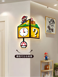 นาฬิกาตั้งโต๊ะแบบมุมสองด้านสไตล์มาริโอ ตกแต่งห้องนั่งเล่น นาฬิกาติดผนังแบบมุม ภาพวาดสร้างสรรค์ ตกแต่งบ้าน นาฬิกาตั้งโต๊ะแบบมุม