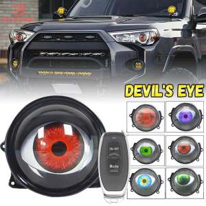 BC 3 Inch Car Dynamic Devil Eyes Lens Lights 12-36V Demon Red Eye Headlight Assembly Auto Retrofit Accessories