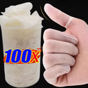 ปลอกนิ้วมือใช้แล้วทิ้งทำจากฟรอสติ้งใส100ชิ้นฝาครอบน้ำยางกันฝุ่นกันลื่นที่ป้องกันปลายนิ้วในที่ทำงานป้องกันไฟฟ้าสถิตย์