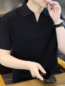 HENGYUANXIANG | เสื้อยืดคอโปโลผู้ชายแขนสั้นผ้าฝ้ายลินินสีพื้น ทรงหลวม สไตล์ลำลอง ระบายอากาศได้ดี ฤดูร้อน 2025 เสื้อผ้าทำงาน