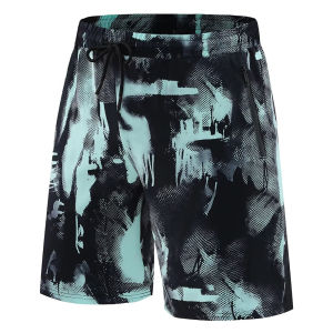 Trendy Print Mens Quick Dry Shorts Lightweight Breathable Loose Basketball Running Fitness Sports Quarter Pants