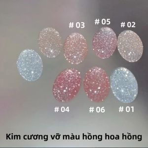 Sơn Móng Tay Dạng Gel Màu Hồng Nude Đính Đá Vụn 1-6 Chiếc Lấp Lánh Như Pha Lê Chất Liệu Nhựa Cao Cấp Không Chứa Hóa Chất Gây Lo Ngại