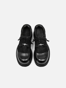 Rzaaz Original Asterism Big Head Derby Shoes Washed Suede Horse Leather Stitching Leather Shoes Thick Sole Leisure Commute Mens Shoes