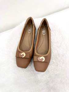 Sepatu flat shoes wanita Import premium tapak karet anti slip bahan kulit Dove
