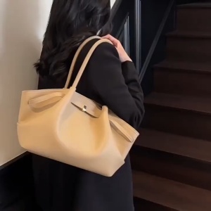 Korean Trendy Leather Shoulder Bags Niche Simple Totebag Handheld Large Capacity Tote Bag for Women