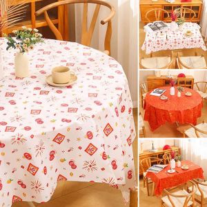 TANGXU926926929 PEVA Khăn trải bàn năm  Trung Quốc Dày Không thấm nước Khăn trải bàn lễ hội Màu Đỏ Bền Chống dầu Khăn trải bàn Bàn
