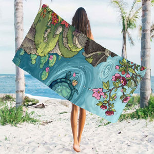 Chinese Garden Turtle Pond Quick Drying Microfiber Beach Towel Lightweight for Swimming Camping Yoga - Bath Towel