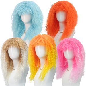 Fashion Colorful Gradient Fluffy Short Hair Multicolor Synthetic Fiber Wig April Fools Day Halloween Christmas Party