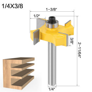 1/3PCS 6mm 1/4" Shank T Type Bearings Wood Milling Cutter Industrial Grade Rabbeting Bit Woodworking Tool Router Bits for Wood
