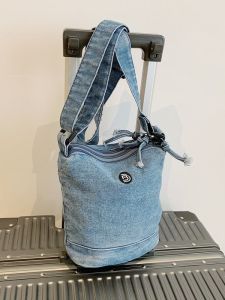 2025 New Fashion Multi-Layer Denim Bucket Bag Casual Simple Single Shoulder Crossbody Bag Versatile Commuting Bag for Work