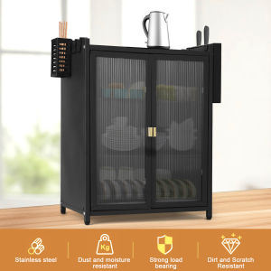 【Homelements】3-Tier Kitchen Countertop Cabinet Dustproof Kitchen Storage Cabinet with Double Door with Chopstick Baskets