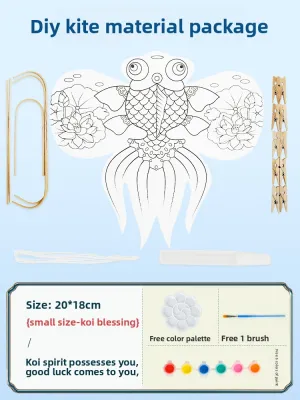 XIAOYAOJIN | DIY Mini Goldfish Kite Craft Kit for Kids with Coloring Painting