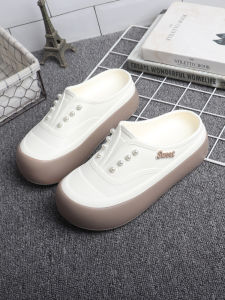 Womens Comfortable Thick Bottom Anti-Slip Slippers Half Covering Head Summer Outdoor Wear Faux Fur Flat Heel Korean Style