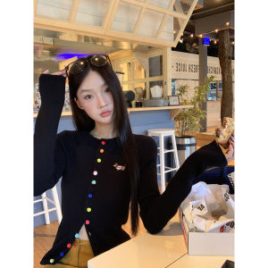Korean Style Autumn Knitwear Female Black Fitted Sweater