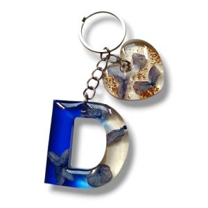 Gantungankunci CustomHuruf flowers with love resin art transparanr - Hiasan l Kunci l Resin l Souvenir l Tas l Keychain l Hadiah l Elegan l Flower l Ganci