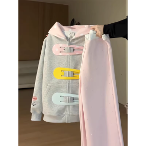 XIANGBAIWEI | Fun Designed Polka Dots Loose Color-blocking Hoodie