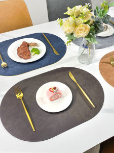 Double-Sided Leather Pattern Leather Placemat Nordic Style Waterproof Oil-Proof Hotel Home Dining Table Cushion In Stock Oval Heat Proof Mat