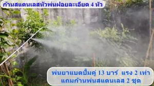 พ่นยาแบตแห้ง 13 บาร์ แบตแห้ง 12v 12ah (จอมพลัง JS25B) ก้านพ่นยาสแตนเลส 4 หัวเรียง