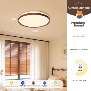 AOMAO | Retro Walnut Wood Ceiling Light Full Spectrum Eye Protection