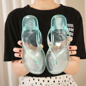 2026 Hot Sale Flip Flops Women Flat Summer Outdoor Slippers Transparent Female Solid Color Home Jelly Color Beach Sandals Shoes