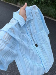 LIUBU | Retro Style Breathable Lightweight Textured Summer Short Sleeve Shirt