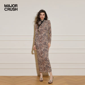 Leopard Print Slim Fit Cheongsam Dress