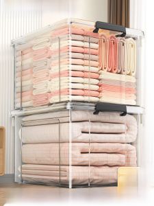 Thickened Large Capacity Transparent Plastic Storage Box with Handle for Clothes And Toys Organizer Household Storage Box