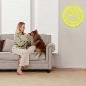 Smile Face Neon Signs for Wall DecorLED Neon Light Sign for Bedroom Bachelorette Party Engagement Birthday Party Wedding Decor