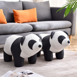 Luxurious Panda Childrens Cartoon Footrest Animal Stool Solid Wood Small Stool Home Use Shoe Changing Stool Living Room Creative Ornament
