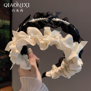 Summer New Satin Pearl Hairband Elegant Sweet High Hairline Simple Versatile Headband Korean Style  out Fashion Accessory