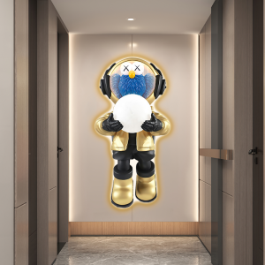 KAWS LED Light Emitting Crystal Porcelain Decorative Artwork for Entrance Hall Living Room Corridor Staircase Modern Home Decor
