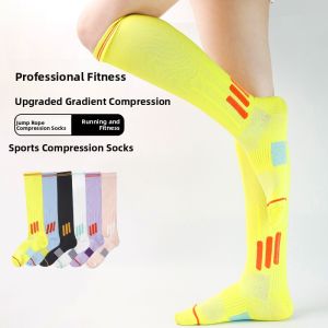 Womens Professional Sport Pressure Socks Quick Dry Long Tube Running Socks Compression Marathon Fitness Slimming Leg Socks