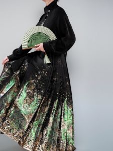 Daily Wear New Chinese Style Embroidered Top And Black Horse Tail Skirt Two Piece Set plus Size Womens Hanfu Ensemble