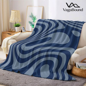 navy blue wavy abstract Flannel Blanket Warm Soft Halloween Christmas Decorative Couch Warm Cozy All-Season Gift
