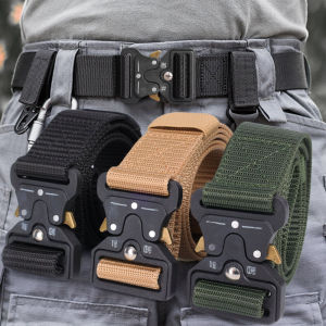 Nylon Automatic Buckle Waist Belt / Men Quick Release Tactical Belt / Outdoor Hunting-Marine Corps Canvas Belt / Magnetic Quick Release Buckle - for Men Women
