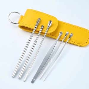 Portable Stainless Steel Ear Picking Ear Picking Tool Set 6-piece Ear Picking Cleaner Ear Cleaning Family Set便携不锈钢掏耳耳挖工具