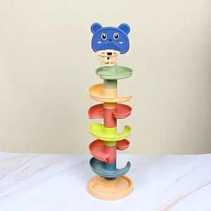 Ready Stock 5 layers Stacking Toys For Baby Rolling Ball Pile Tower Early Educational Toy For Babies Rotating Track Educational Baby Gift  For Kids 6 9 12 months