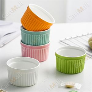 Kitchen Colorful Ceramic Striped Bowl For Baking Or Serving Small Large