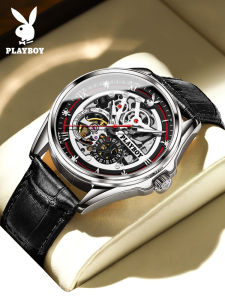 นาฬิกาข้อมือชาย Playboy แบบมีสายนาฬิกาสปอร์ตแบบอัตโนมัติ น้ำหนักเบา ทนทานต่อการเปียก ดีไซน์ทันสมัย แบบใหม่ พร้อมสว่านแสงกลางคืน