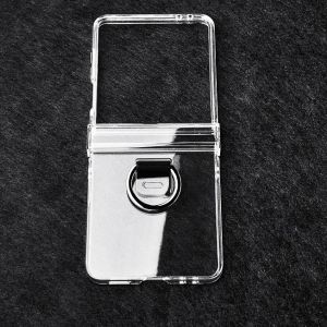 Transparent Phone Case with Ring & Hinge Protective for Samsung Galaxy Z Flip 8 7 FE 6 5 4 3 Flip7 Flip6 Flip5 Flip8 Flip4 Cover