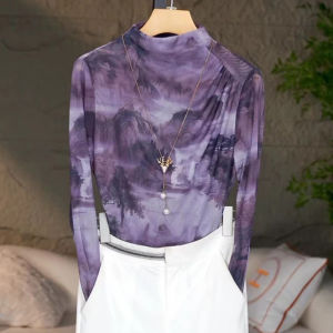 เสื้อยืดผู้หญิงผ้าไหมไหม แขนยาว ทรงเข้ารูป ปกโปโล แฟชั่นฤดูใบไม้ร่วง 2026 ใหม่ เสื้อผ้าทำงานสไตล์เกาหลี ปกโปโล ปกโปโล