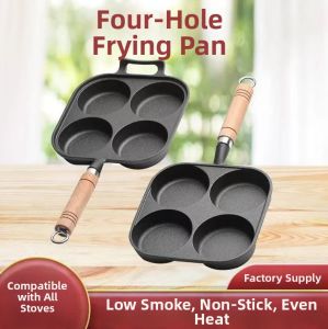 Four-holed Cast Iron Skillet No-coating