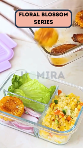 Homira Sunflower Yellow Borosilicate Glass Food Container – Airtight Leakproof Lunch Box | (450ml–1100ml)