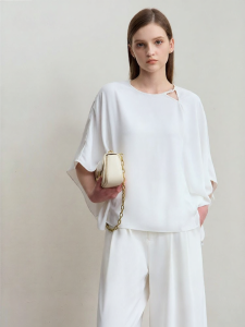 AMII | Summer Leisure Round Neck Lace Spaghetti Strap Beaded Chiffon Shirt