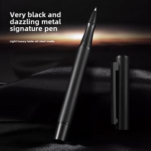Black Gel Pen All Steel Titanium Black Frosted Metal Roller Ball Pen Good-looking Business Signature Pen Gift Box 0.5mm Replaceable Refill Bullet Ballpoint Pen Enterprise Private Customizable