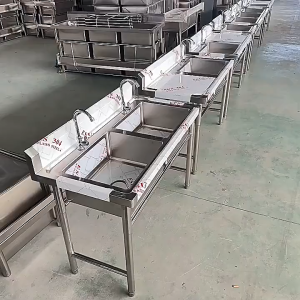 Thick brushed 304 stainless steel commercial sink single double sink for food shop