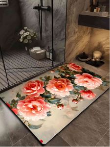 Bathroom Mat Anti-Slip Water Absorbent Quick Dry Silicon Dendroid Entrance Door Mat Toilet Floor Rug Modern Simple Home Use