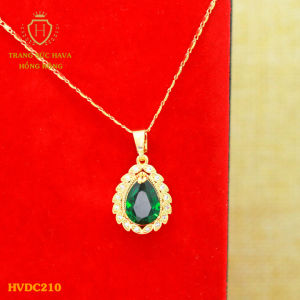 Dây Chuyền Nữ Vòng Cổ Mặt Đính Đá Màu Đỏ Titan Xi Mạ Vàng Non 18k 24k Cao Cấp (Không Bị Xỉn Đen) - Trang Sức Hava Hong Kong Phong Cách Thời Trang